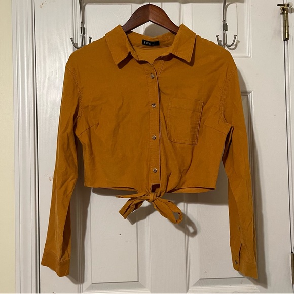 Very J Tops - Corduroy Long Sleeve Button Down Top